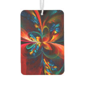 Moderne Abstrakte Blumenkunst Orange Blaues Muster Autolufterfrischer (Rückseite)