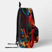 Moderne Abstrakte Blumenkunst Orange Blaues Muster Bedruckter Rucksack (Links)