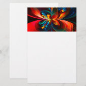 Moderne Abstrakte Blumenkunst Orange Blaues Muster Briefpapier (Vorne/Hinten)