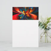Moderne Abstrakte Blumenkunst Orange Blaues Muster Briefpapier (Stehend Vorderseite)