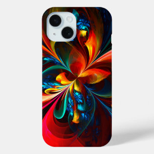 Moderne Abstrakte Blumenkunst Orange Blaues Muster Case-Mate iPhone Hülle