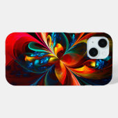 Moderne Abstrakte Blumenkunst Orange Blaues Muster Case-Mate iPhone Hülle (Rückseite (Horizontal))