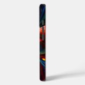 Moderne Abstrakte Blumenkunst Orange Blaues Muster Case-Mate iPhone Hülle (Rückseite / Links)