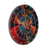 Moderne Abstrakte Blumenkunst Orange Blaues Muster Dartscheibe (Vorderseite Links)