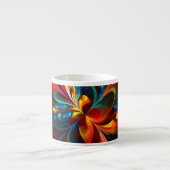Moderne Abstrakte Blumenkunst Orange Blaues Muster Espressotasse (Vorderseite)