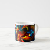 Moderne Abstrakte Blumenkunst Orange Blaues Muster Espressotasse (Vorderseite Rechts)