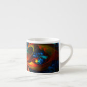 Moderne Abstrakte Blumenkunst Orange Blaues Muster Espressotasse (Rechts)