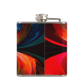 Moderne Abstrakte Blumenkunst Orange Blaues Muster Flachmann (Rückseite)