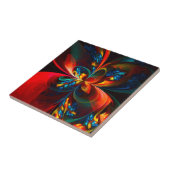 Moderne Abstrakte Blumenkunst Orange Blaues Muster Fliese (Seite)