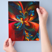 Moderne Abstrakte Blumenkunst Orange Blaues Muster Flyer (Hand)