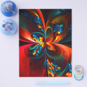 Moderne Abstrakte Blumenkunst Orange Blaues Muster Flyer (Einzeln)