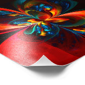 Moderne Abstrakte Blumenkunst Orange Blaues Muster Fotodruck (Ecke)