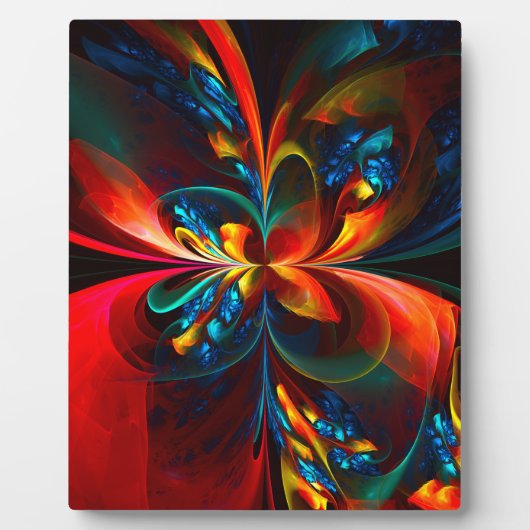 Moderne Abstrakte Blumenkunst Orange Blaues Muster Fotoplatte (Vorderseite)