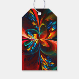 Moderne Abstrakte Blumenkunst Orange Blaues Muster Geschenkanhänger