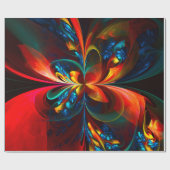 Moderne Abstrakte Blumenkunst Orange Blaues Muster Geschenkpapier (Flach)