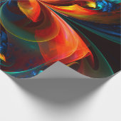 Moderne Abstrakte Blumenkunst Orange Blaues Muster Geschenkpapier (Ecke)