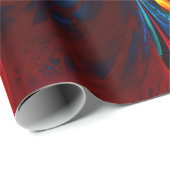 Moderne Abstrakte Blumenkunst Orange Blaues Muster Geschenkpapier (Rolleneckpunkt)