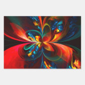 Moderne Abstrakte Blumenkunst Orange Blaues Muster Geschenkpapier Set (Vorderseite 2)