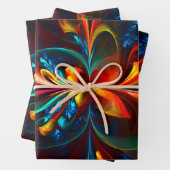 Moderne Abstrakte Blumenkunst Orange Blaues Muster Geschenkpapier Set (Beispiel)