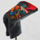 Moderne Abstrakte Blumenkunst Orange Blaues Muster Golf Headcover (3/4 Vorderseite)