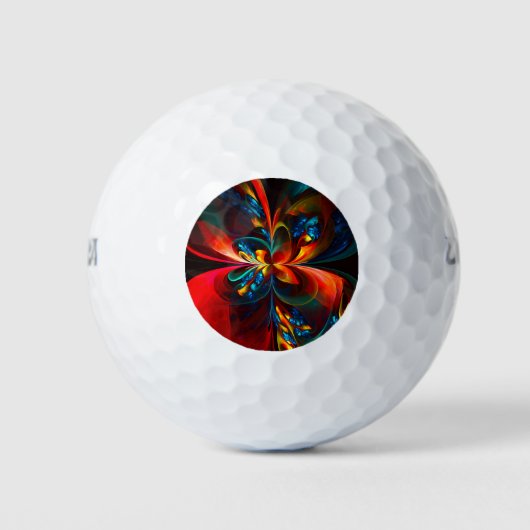 Moderne Abstrakte Blumenkunst Orange Blaues Muster Golfball (Vorderseite)