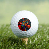 Moderne Abstrakte Blumenkunst Orange Blaues Muster Golfball (Insitu T-Shirt)