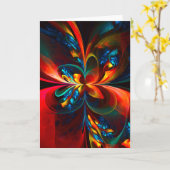 Moderne Abstrakte Blumenkunst Orange Blaues Muster Karte (Gelbe Blume)