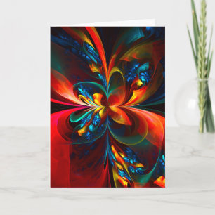 Moderne Abstrakte Blumenkunst Orange Blaues Muster Karte