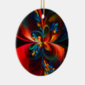 Moderne Abstrakte Blumenkunst Orange Blaues Muster Keramik Ornament (Rechts)