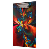 Moderne Abstrakte Blumenkunst Orange Blaues Muster Klemmbrett (Links)