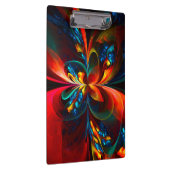 Moderne Abstrakte Blumenkunst Orange Blaues Muster Klemmbrett (Rechts)