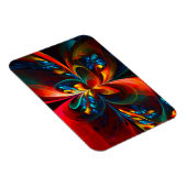 Moderne Abstrakte Blumenkunst Orange Blaues Muster Magnet (Rechte Seite)