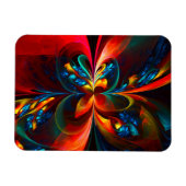 Moderne Abstrakte Blumenkunst Orange Blaues Muster Magnet (Horizontal)