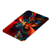 Moderne Abstrakte Blumenkunst Orange Blaues Muster Magnet (Linke Seite)
