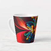 Moderne Abstrakte Blumenkunst Orange Blaues Muster Milchtasse (Linke Ecke)