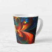 Moderne Abstrakte Blumenkunst Orange Blaues Muster Milchtasse (Rechte Ecke)
