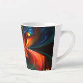 Moderne Abstrakte Blumenkunst Orange Blaues Muster Milchtasse (Rechts)