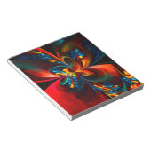 Moderne Abstrakte Blumenkunst Orange Blaues Muster Notizblock (angewinkelt)