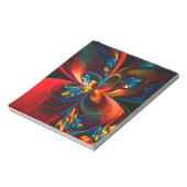 Moderne Abstrakte Blumenkunst Orange Blaues Muster Notizblock (Rotiert)