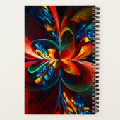 Moderne Abstrakte Blumenkunst Orange Blaues Muster Notizblock (Rückseite)