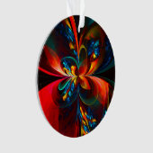 Moderne Abstrakte Blumenkunst Orange Blaues Muster Ornament (Vorderseite)