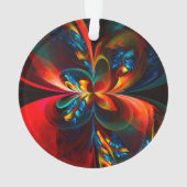 Moderne Abstrakte Blumenkunst Orange Blaues Muster Ornament (Rückseite)