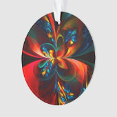 Moderne Abstrakte Blumenkunst Orange Blaues Muster Ornament (Vorderseite)