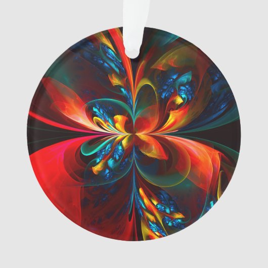 Moderne Abstrakte Blumenkunst Orange Blaues Muster Ornament (Vorderseite)