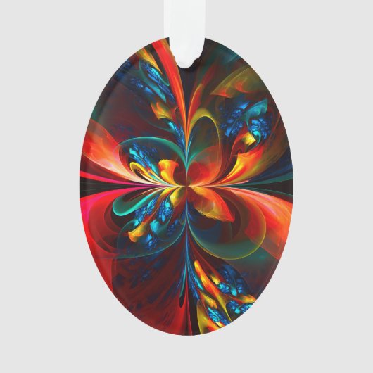 Moderne Abstrakte Blumenkunst Orange Blaues Muster Ornament (Vorderseite)