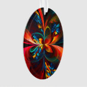 Moderne Abstrakte Blumenkunst Orange Blaues Muster Ornament (Vorderseite)