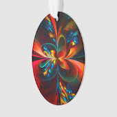 Moderne Abstrakte Blumenkunst Orange Blaues Muster Ornament (Vorderseite)