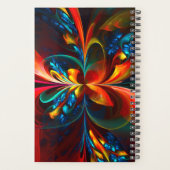 Moderne Abstrakte Blumenkunst Orange Blaues Muster Planer (Rückseite)