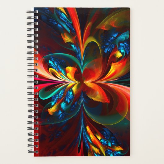 Moderne Abstrakte Blumenkunst Orange Blaues Muster Planer (Vorderseite)