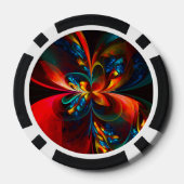 Moderne Abstrakte Blumenkunst Orange Blaues Muster Pokerchips (Rückseite)